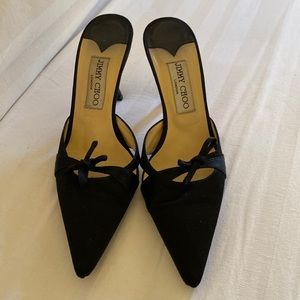 Jimmy Choo black satin mules